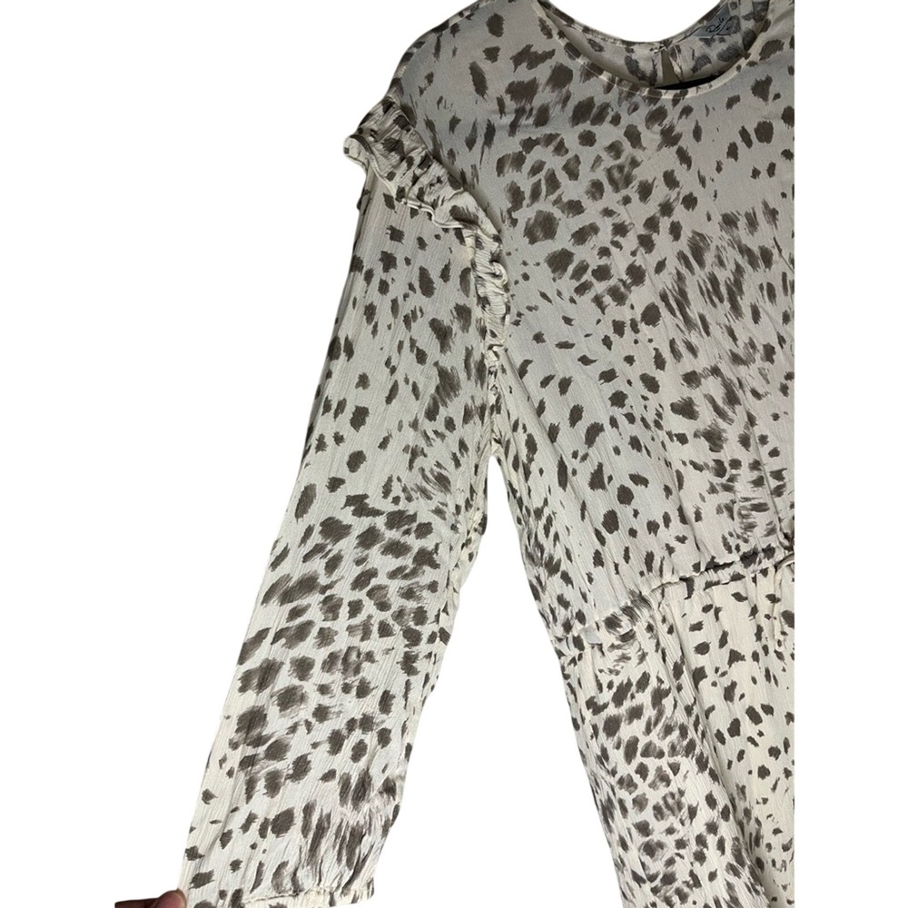 Rails Cream & Taupe Animal Print Long Sleeve Drawstring Dress XL - Picture 3 of 9